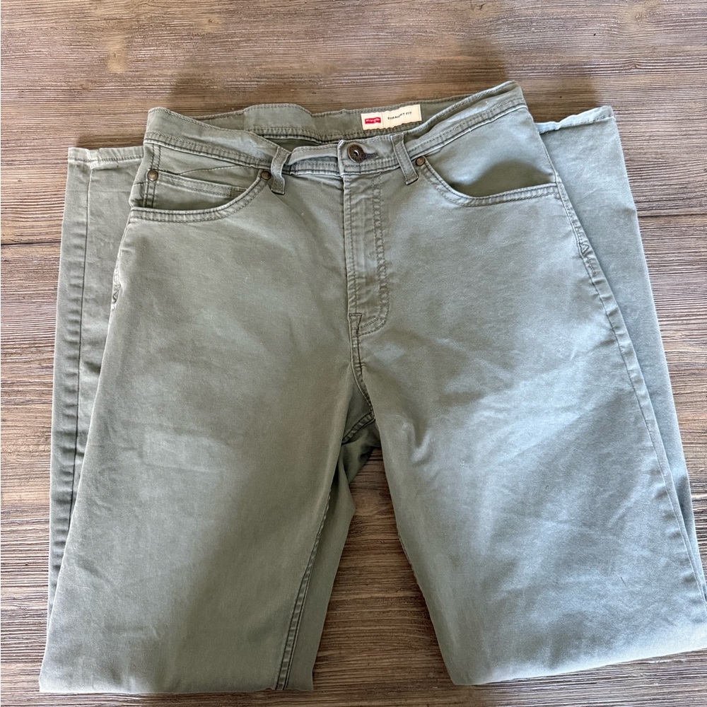 Wrangler Men's Washed Green Straight Jeans 31x30